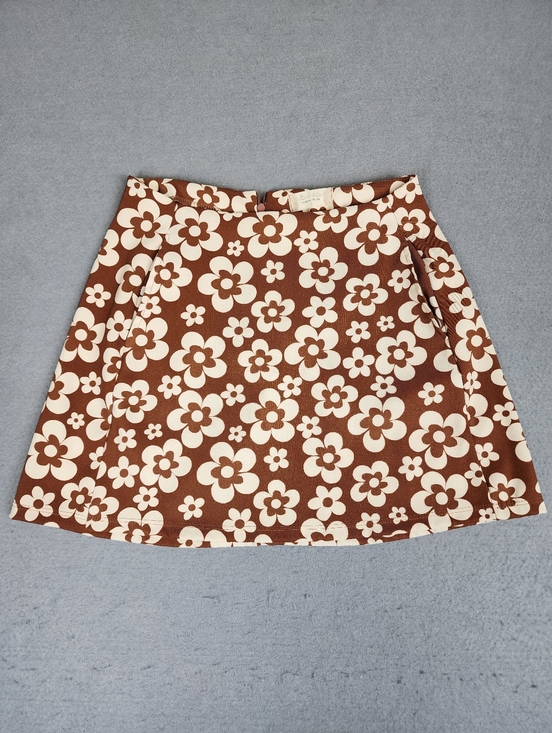 Altar'd State Dresses & Skirts - Altar'd State Brown & Cream Floral A-Line Mini Skirt Retro Style Small